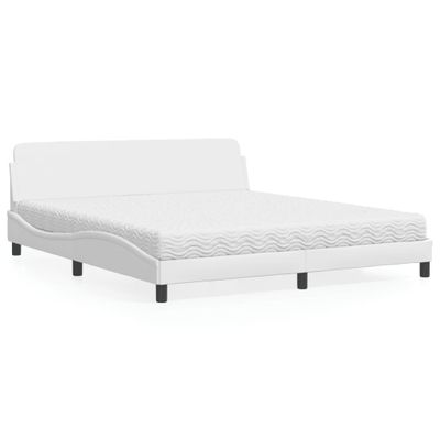 vidaXL Posteľ s matracom Dover biela 180x200 cm umelá koža
