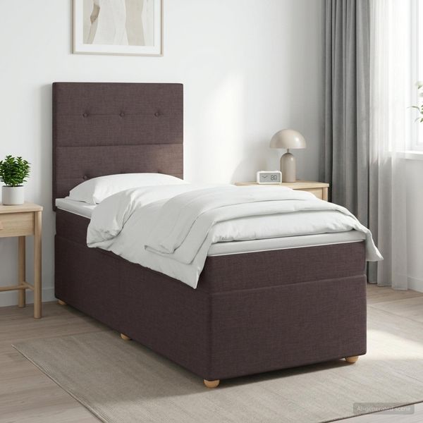 vidaXL Posteľ boxspring s matracom Tmavohnedá 80 x 200 cm Látka