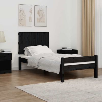 vidaXL Nástenné čelo postele čierne 95,5x3x60 cm masívna borovica