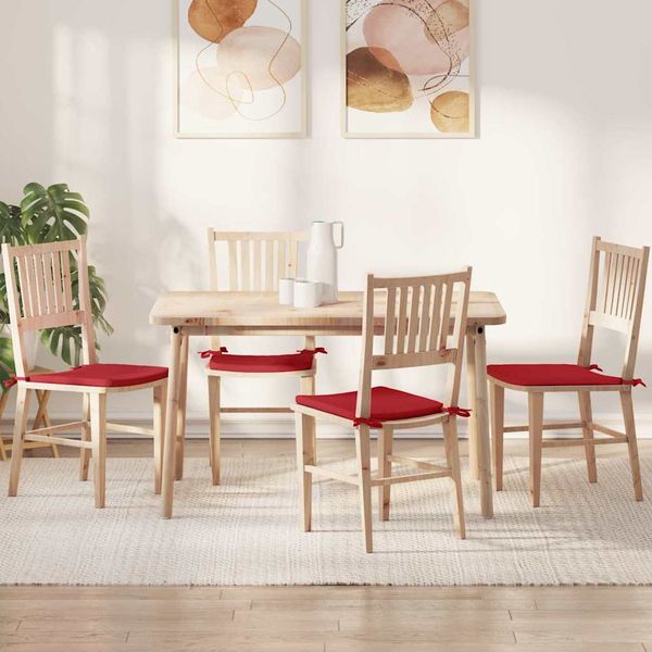 vidaXL Vankúše na sedenie 4 pcs Červená 40 x 40 x 3 cm látka