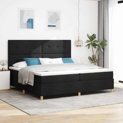 vidaXL Posteľ s pružinovým rámom s matracmi Čierna 200 x 200 cm látka