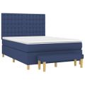vidaXL Posteľný rám boxspring s matracom modrý 140x200 cm látka