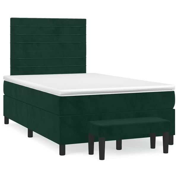 vidaXL Boxspring posteľ s matracom, tmavozelená 120x190cm, zamat