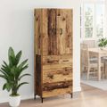 vidaXL Highboard Staré drevo 69,5 x 34 x 180 cm Kompozitné drevo