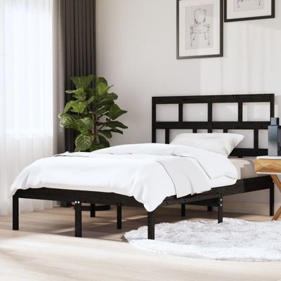 vidaXL Posteľný rám čierny 150x200 cm King masívne drevo