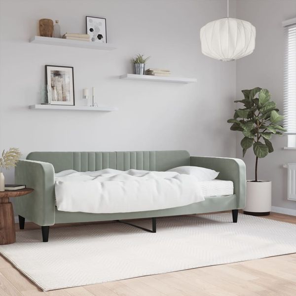 vidaXL Denná posteľ s matracom bledosivá 90x200 cm zamat