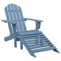 vidaXL Záhradná stolička Adirondack s otomanom a stolíkom jedľový masív modrá