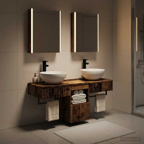 vidaXL Set kabinetov do kúpeľne 5 pcs Staré drevo 43 x 11,5 x 60,5 cm
