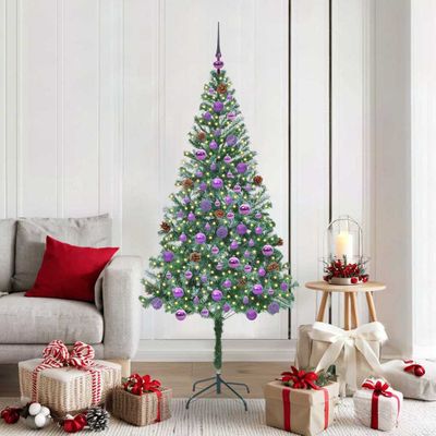 vidaXL Umelý vianočný stromček s 300 LED-i Zelená 180 cm PVC a oceľ