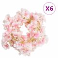 vidaXL Kvetinové girlandy 6 ks, svetloružové 180 cm