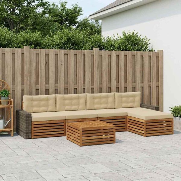 vidaXL Záhradná súprava gaučov 6 pcs Prírodná a béžová 79 x 79 x 37 cm
