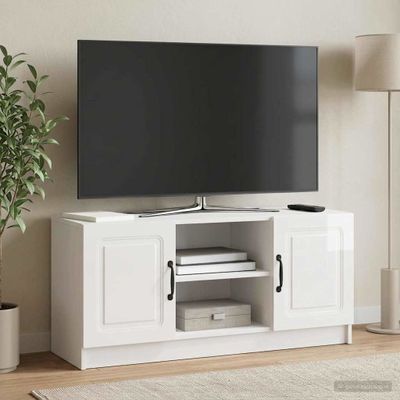 vidaXL TV skrinka Biela s vysokým leskom 102 x 34,5 x 47 cm