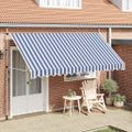 vidaXL Ručne zaťahovacia markíza, 400 cm, modro-biele pásiky