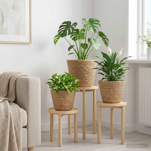 vidaXL 3 ks Prírodná Ø26 x 19 cm 100% Morská tráva