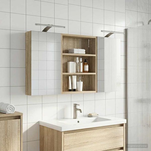 vidaXL Set kabinetov do kúpeľne s poličkou 3 pcs 100 x 10,5 x 50 cm