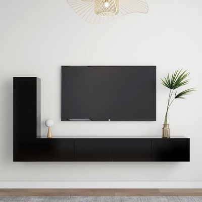 vidaXL 3-dielna súprava TV skriniek, čierna, kompozitné drevo