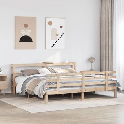 vidaXL Posteľný rám s čelom 180x200 cm borovicový masív