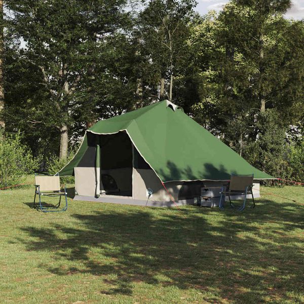 vidaXL Tipi stan so strechou Zelená 358 x 296 x 258 cm taft