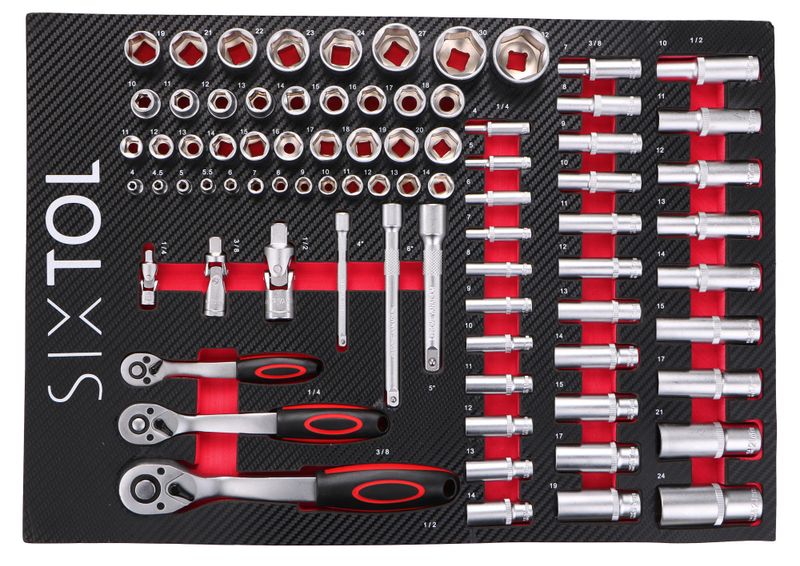 Modul s nářadím do dílenského vozíku MECHANIC TOOL TRAY 1, 80ks SIXTOL