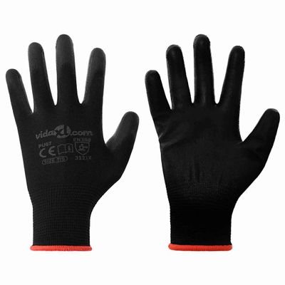 vidaXL Pracovné rukavice 24 pcs Čierna 7 / S Polyester