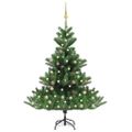 vidaXL Umelý vianočný stromček jedľa Nordmann LED a gule zelený 180 cm