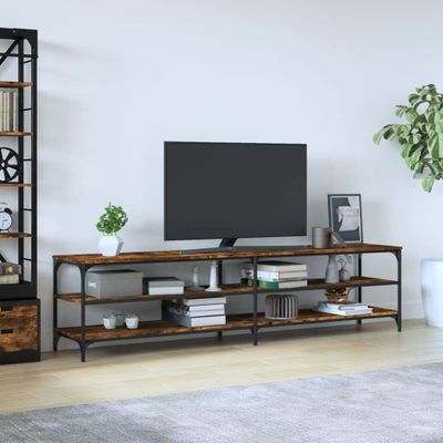 vidaXL TV skrinka dymový dub 200x30x50 cm kompozitné drevo a kov
