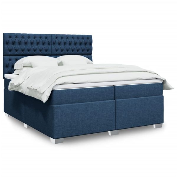 vidaXL Boxspring posteľ s matracom modrá 200x200 cm látka
