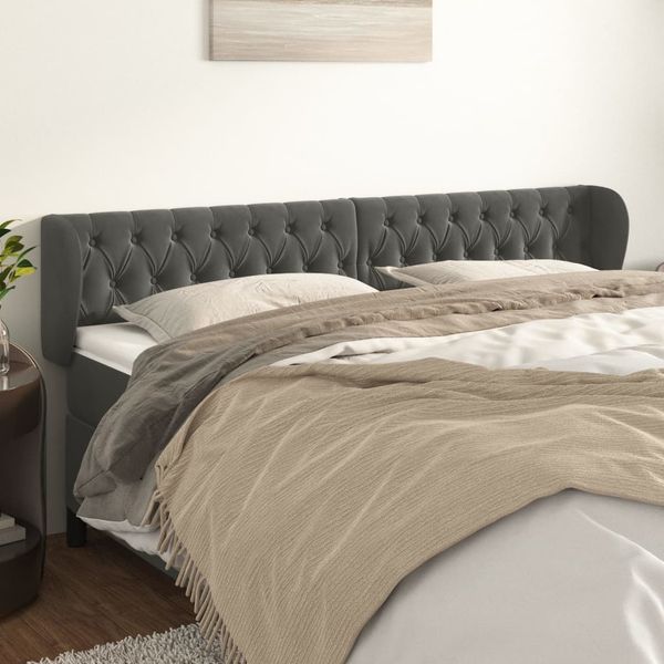 vidaXL Čelo postele so záhybmi tmavosivé 183x23x78/88 cm zamat