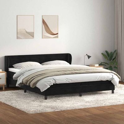 vidaXL Posteľný rám boxsping s matracmi čierna 200x220 cm zamat