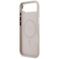 Guess Case Magsafe PU Leather Case s trojuholníkovým logom a strieborným kovovým rámom fotoaparátu pre iPhone 17 Air ružová