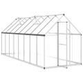 vidaXL Skleník so základovým rámom strieborný 445x169x195 cm hliník