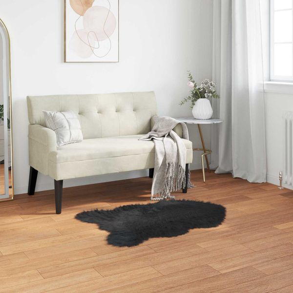 vidaXL Koberec z umelého ovčieho kožucha TAFALLA Čierna 80 x 120 cm