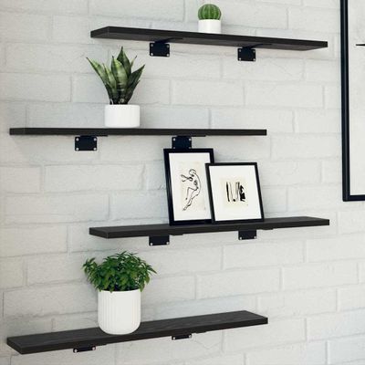 vidaXL Polica na knihy 4 pcs Čierny 60 x 10 x 1,5 cm Kompozitné drevo