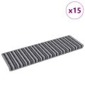 vidaXL Samolepiace schodové rohože 15 ks 65 x 21 x 4 cm Non-Slip Sivá