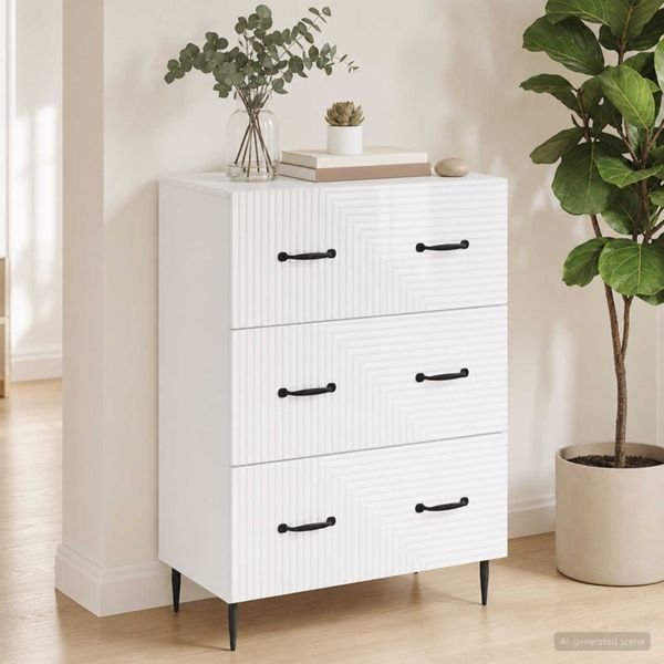 vidaXL Zásuvkový kabinet Biela s vysokým leskom 66 x 34,5 x 89,5 cm
