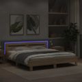 vidaXL Posteľný rám s čelom a LED dub sonoma 180x200 cm