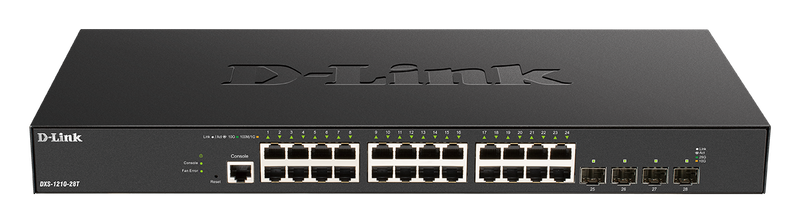 D-Link DXS-1210-28T 24 x 10 G Base-T portov + 4 x 10 G/25 G SFP28 portov Smart Managed Switch
