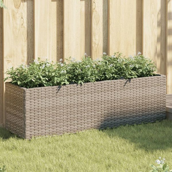 vidaXL Kvetináč s kolieskami 3 nádoby sivý 105x30x32 cm polyratan