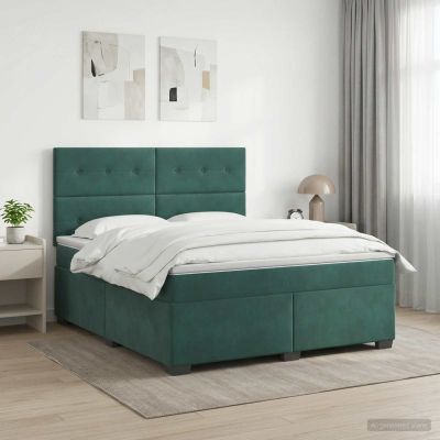 vidaXL Posteľ boxspring s matracom Tmavozelená 180 x 200 cm Zamat