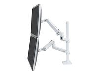 Montážna sada (duálne stohovacie rameno, vysoký stĺpik) - pre 2 LCD displeje - hliník - biela - veľkosť obrazovky: up to 40" - upevniteľné na stôl