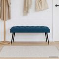 vidaXL Lavica s gombíkovým prešívaním Modrá 110 x 40 x 46 cm Zamat