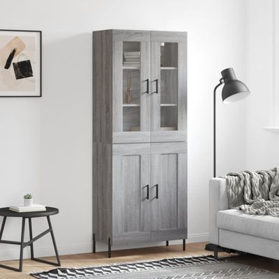 vidaXL Vysoká skrinka sivý dub sonoma 69,5x34x180 cm spracované drevo
