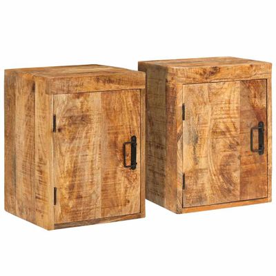 vidaXL Nočný stolík 2 pcs Hnedá 35 x 33 x 48 cm Masívne mango drevo