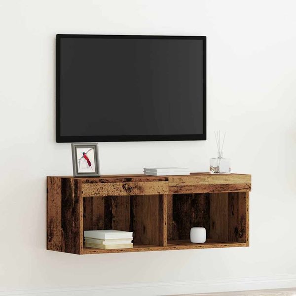 vidaXL Zostava TV skriniek s LED Nástenný Staré drevo 80 x 30 x 30 cm