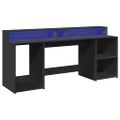 vidaXL Stôl s LED svetlami čierny 200x55x91 cm kompozitné drevo