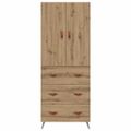 vidaXL Highboard Remeselný dub 69,5 x 34 x 180 cm Kompozitné drevo