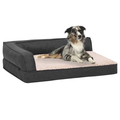 vidaXL Ergonomický matrac pre psa 90x64cm ľanový vzhľad flís tmavošedý