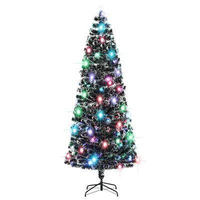 vidaXL Osvetlený vianočný stromček so stojanom a LED 240 cm, optické vlákno