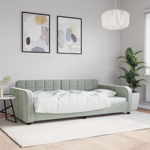 vidaXL Denná posteľ svetlosivá 100x190 cm zamat