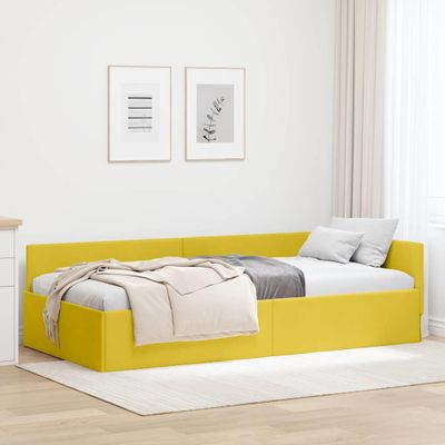 vidaXL Rohový rám postele s čelnou doskou Žltá 80 cm x 200 cm Zamat